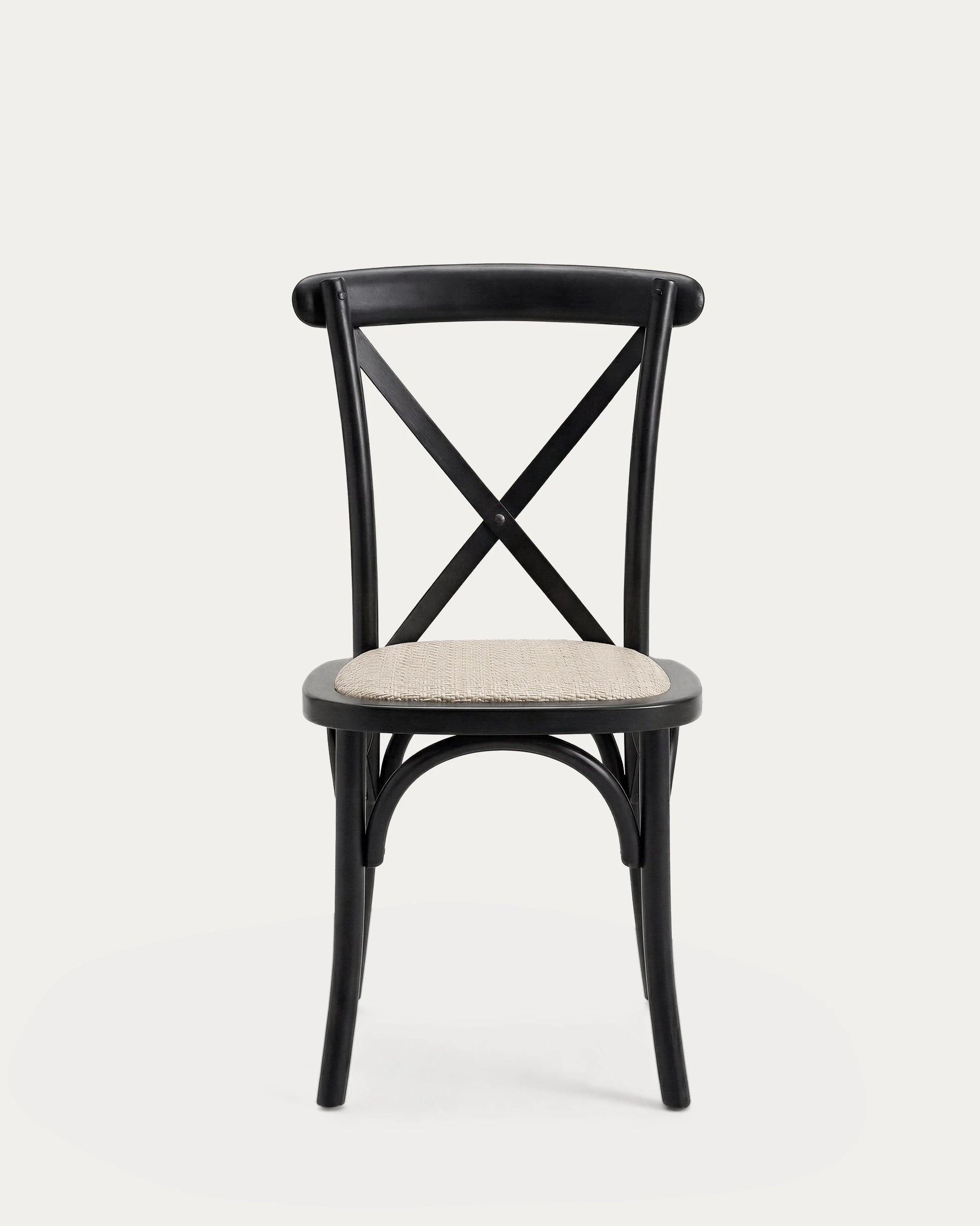 Silla crossback madera ratán comedor negra — vista completa Venhoouse Chile