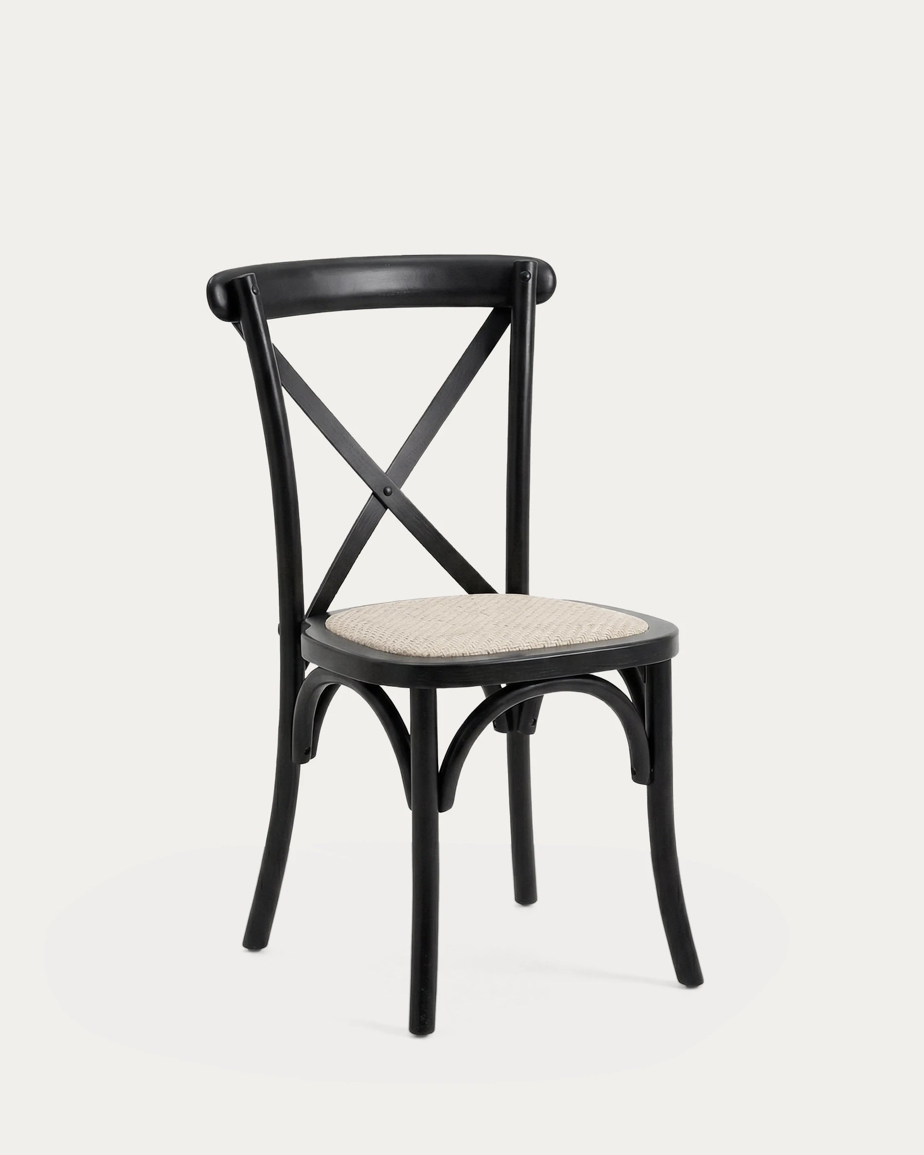 Silla crossback madera negra comedor rústico asiento ratan tejido Venhoouse