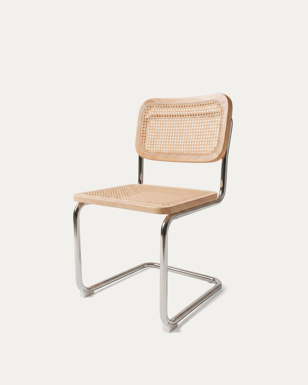 Silla Breuer ratán natural comedor diagonal madera caucho estructura Venhoouse Chile
