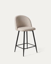 Taburete bar Sora beige arena lino diagonal respaldo curvo Venhoouse Chile