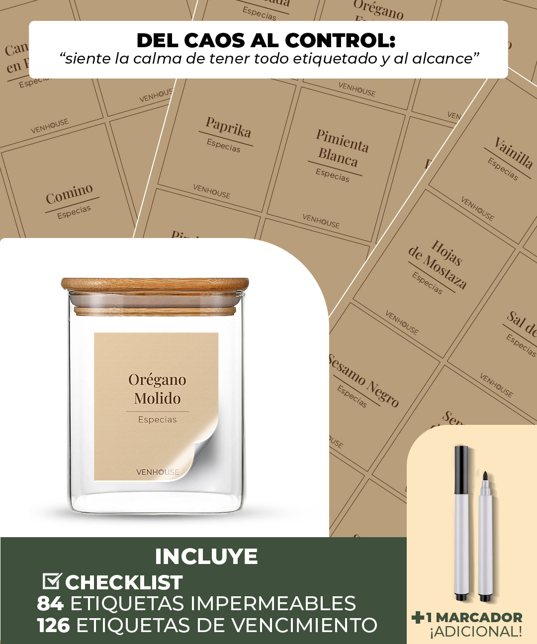Set 15 Especieros De Vidrio Rack Extensible De Bambú
