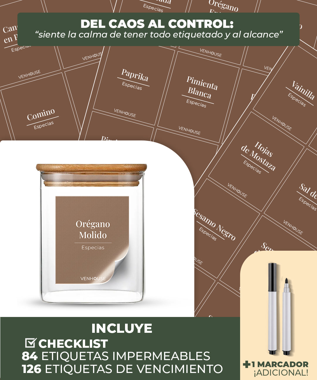 Set 15 Especieros De Vidrio Rack Extensible De Bambú
