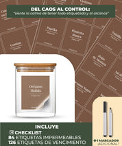 Set 15 Especieros De Vidrio Rack Extensible De Bambú