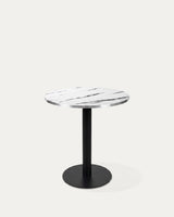 Mesa Redonda Oslo Ø60 cm — Efecto Mármol Blanco o Negro + Base Metal