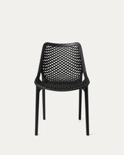 Silla Berlín exterior polipropileno negra frontal respaldo calado grid Venhoouse Chile