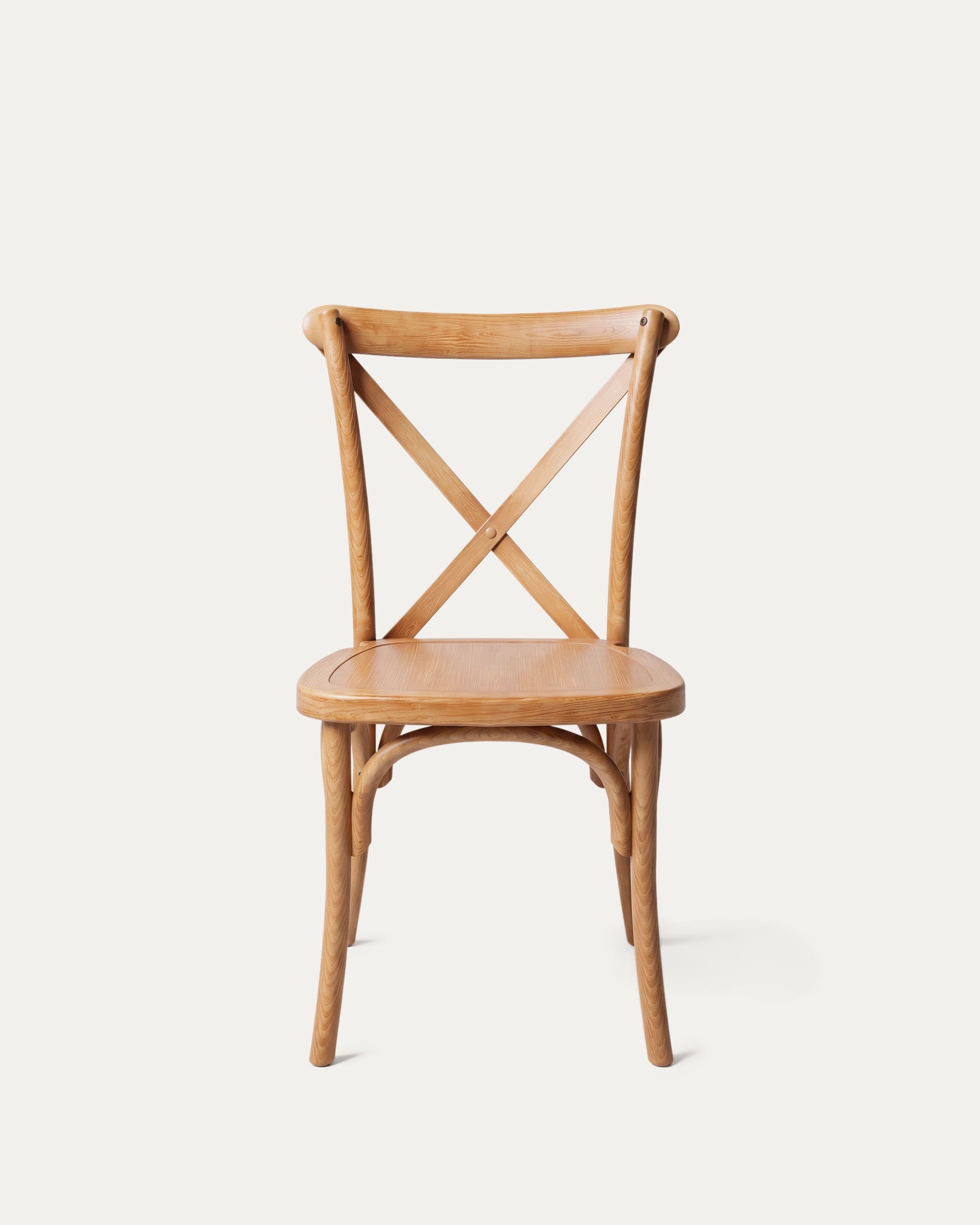Silla Crossback armable polipropileno efecto madera natural frontal respaldo X Venhoouse Chile