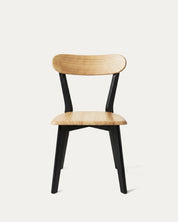 Silla Fresno comedor negra madera maciza frontal respaldo curvo Venhoouse Chile
