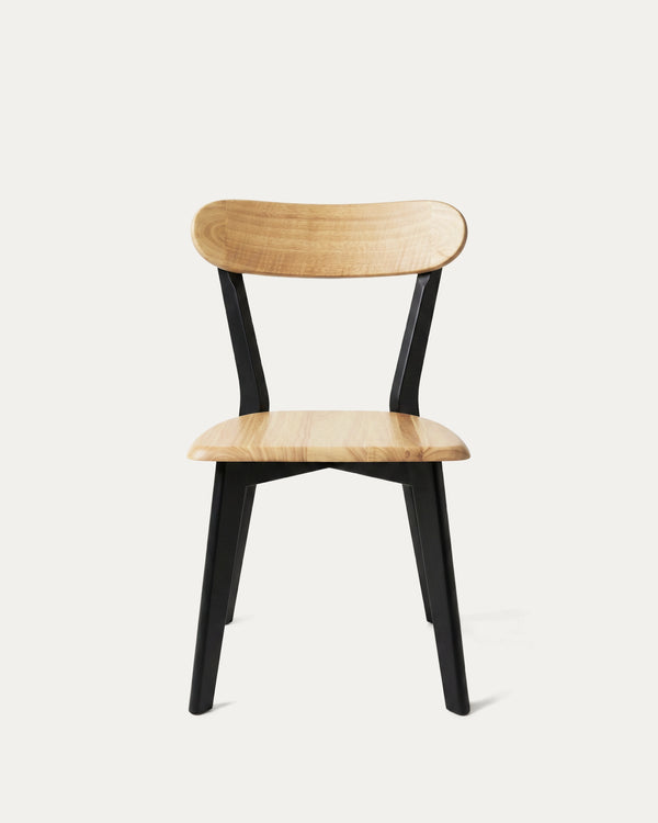 Silla Fresno comedor negra madera maciza frontal respaldo curvo Venhoouse Chile