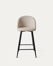 Taburete bar Sora beige arena tapizado lino frontal acero negro Venhoouse Chile