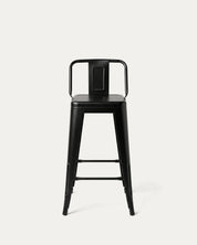 Taburete Tolix clásico negro metal galvanizado frontal bar industrial Venhoouse Chile