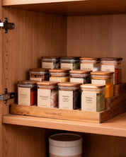 Especiero de Cocina Venhoouse - Set de 12 Tarros Herméticos con Rack de Acacia