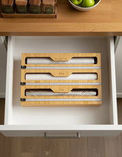 Organizador de Envolturas 3 en 1 de Bambú para Cocina