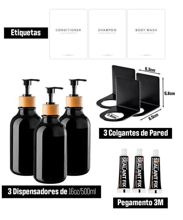 Set de 3 Dispensadores de Jabón de 500ml