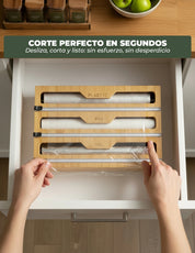 Organizador de Envolturas 3 en 1 de Bambú para Cocina