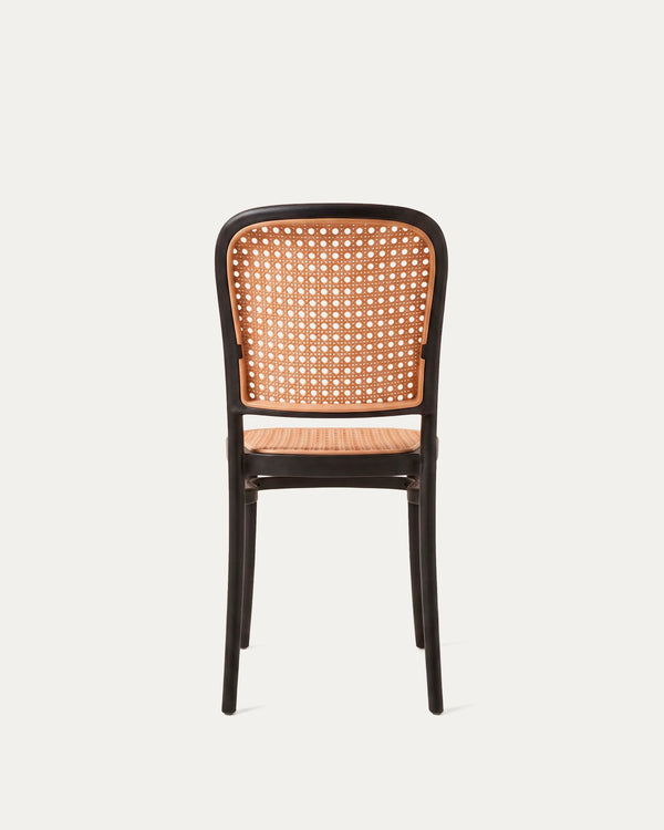Silla Lombardía comedor negra polipropileno respaldo rejilla vista trasera Venhoouse Chile
