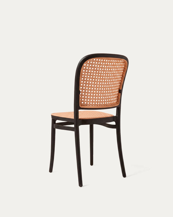 Silla Lombardía comedor negra polipropileno rejilla trasera diagonal Venhoouse Chile