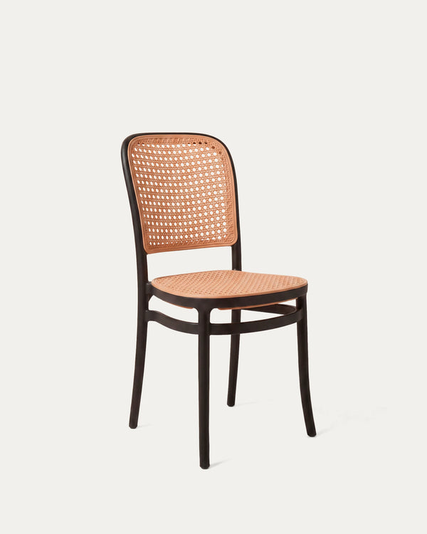Silla Lombardía comedor polipropileno rejilla thonet negra diagonal Venhoouse Chile