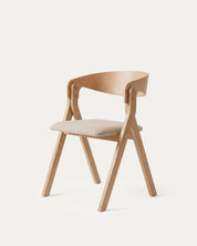 Detalle asiento acolchado chenilla silla comedor Margot madera Venhoouse Chile
