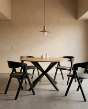 Silla Margot comedor chenilla gris madera caucho perfil lateral Venhoouse Chile