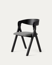 Silla Margot comedor tapizada chenilla madera caucho negro Venhoouse Chile