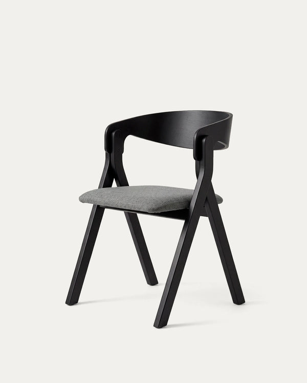 Silla Margot comedor tapizada chenilla madera caucho negro Venhoouse Chile