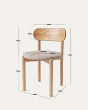 Medidas silla Porto comedor chenilla madera caucho alto 78 ancho 44 profundidad 38 cm Venhoouse Chile