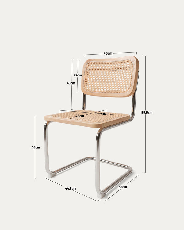 Medidas silla Breuer ratán natural comedor alto ancho profundidad cm Venhoouse Chile