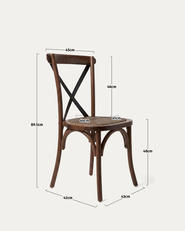Medidas silla Crossback comedor madera nogal alto 89.5 asiento 48 ancho 45 cm Venhoouse Chile
