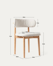 Medidas silla Siena comedor tapizada beige madera caucho alto ancho profundidad cm Venhoouse Chile