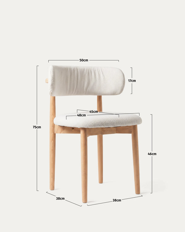 Medidas silla Siena comedor tapizada beige madera caucho alto ancho profundidad cm Venhoouse Chile