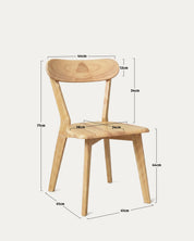 Medidas silla Fresno comedor natural madera maciza alto ancho profundidad cm Venhoouse Chile