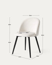 Pack sillas Sora comedor felpa beige patas metal negro comedor elegante Venhoouse Chile
