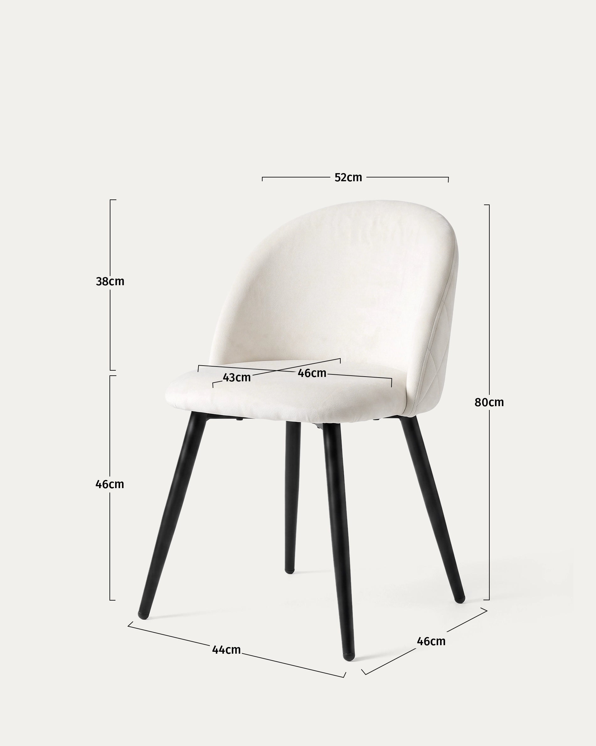 Pack sillas Sora comedor felpa beige patas metal negro comedor elegante Venhoouse Chile