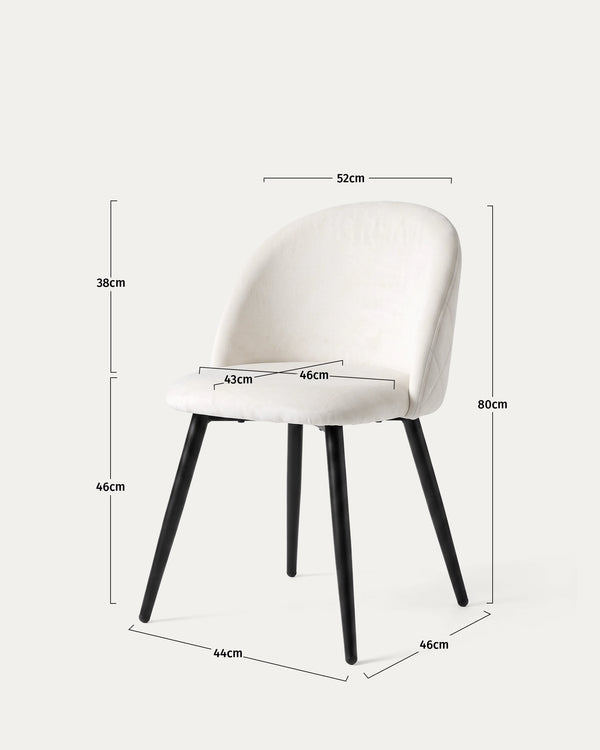 Pack sillas Sora comedor felpa beige patas metal negro comedor elegante Venhoouse Chile