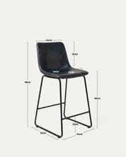 Medidas taburete Burgos cuero negro alto 96 asiento 66 ancho 44 cm Venhoouse Chile