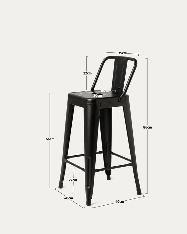 Medidas taburete Tolix clásico negro 86cm alto 66cm asiento metal Venhoouse Chile