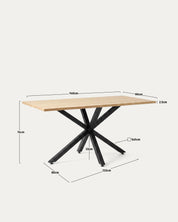 Medidas mesa Argo rectangular comedor 140 160 cm alto 74 cm patas negras Venhoouse Chile