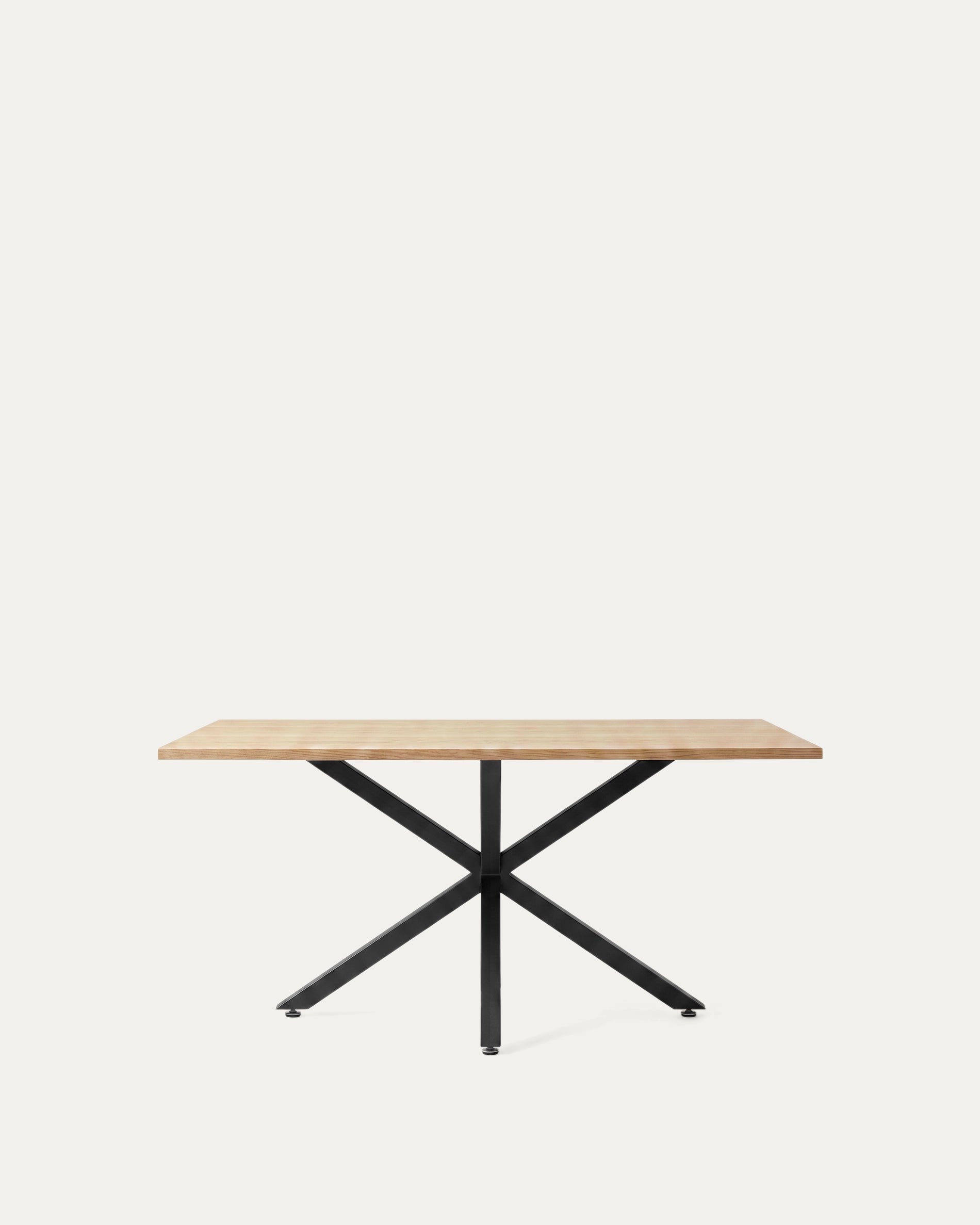 Mesa Argo rectangular comedor madera patas negras perfil lateral acero Venhoouse Chile