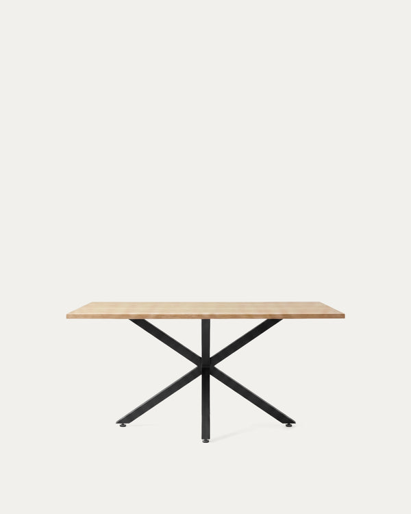 Mesa Argo rectangular comedor madera patas negras perfil lateral acero Venhoouse Chile