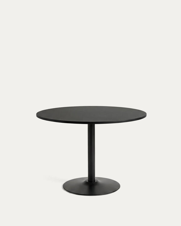 Mesa Nordika redonda 100cm negra base metálica negra comedor nórdico Venhoouse Chile