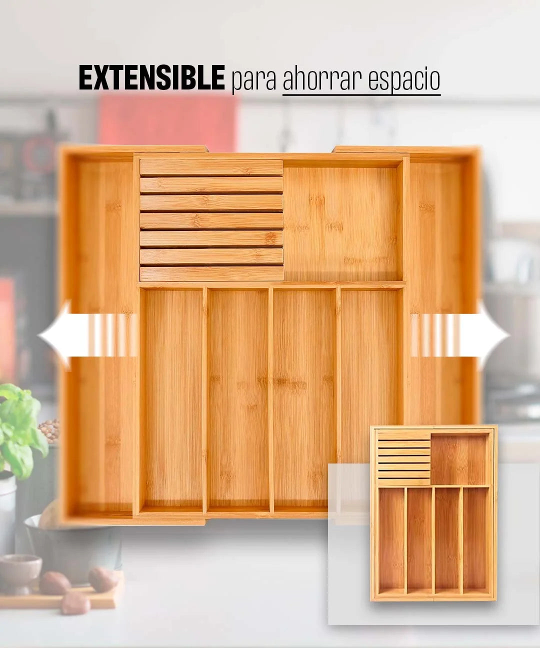 Organizador cubiertos bambu hotsell