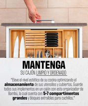 Porta cubiertos de bambú para cajón de cocina
