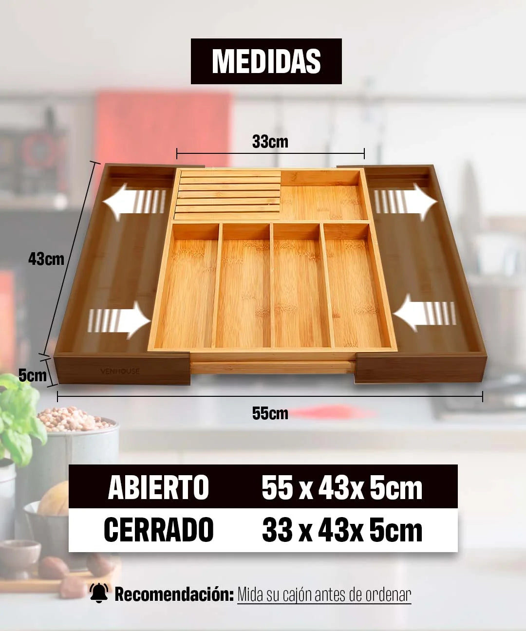 Organizador de utensilios de cocina en bambú