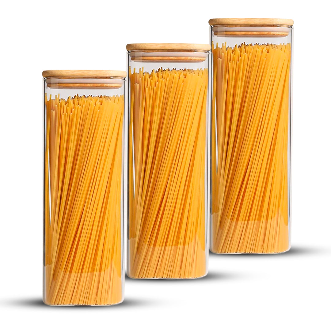 Frasco Rectangular con Tapa de Bambú - 2250 ml