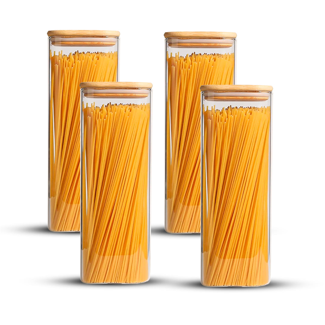Frasco Rectangular con Tapa de Bambú - 2250 ml