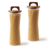 Frasco Redondo con Asa de Acacia - 2200 ml