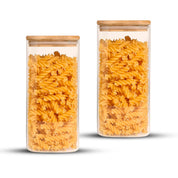 Frasco Rectangular con Tapa de Bambú - 1500 ml