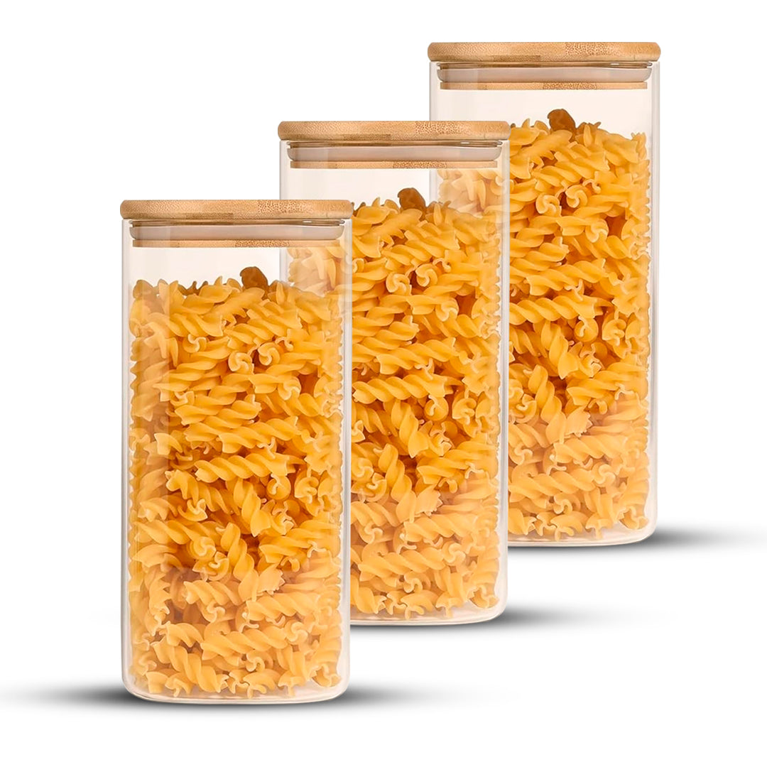 Frasco Rectangular con Tapa de Bambú - 1500 ml