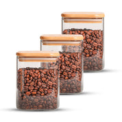 Frasco Rectangular con Tapa de Bambú - 800 ml