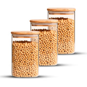Frasco Rectangular con Tapa de Bambú - 1000 ml